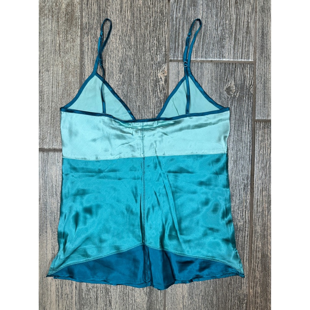 Gold Hawk Aquatic Silk Cami Top XS Two‎ Tone Teal Blue Sleeveless - Picture 8 of 8